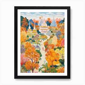 Suan Nong Nooch, Thailand In Autumn Fall Illustration 2 Art Print