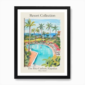 Poster Of The Ritz Carlton, Kapalua   Maui, Hawaii   Resort Collection Storybook Illustration 2 Art Print