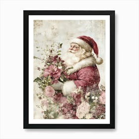 Santa Claus With Flowers 1 Art Print