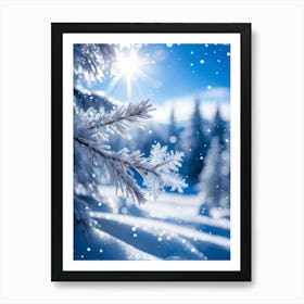 Crystal Snowfall Fresh Holiday Frost Icy Snowflake Texture Beautiful Light Season Hoar Fr (22) Art Print