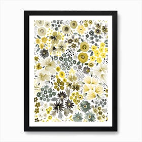 Little Cute Flowers Illuminating Yellow Ultimate Gray Art Print
