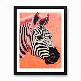 Zebra Pink & Orange Portrait Art Print