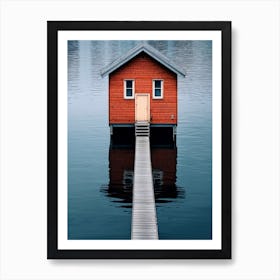 Red House On The Water Art Print