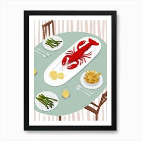 Lobster On A Table Art Print