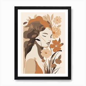 Bloom Body Woman Neutral Colours Boho Style 13 Art Print