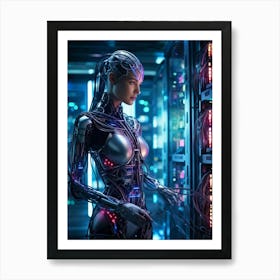 Cybernetic Brain Connectivity Seamlessly Connecting Human Intellect With Ai And Robotics Neural Syn Art Print