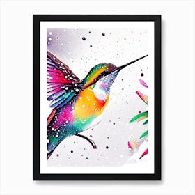 Hummingbird In Snowfall Marker Art 1 Art Print