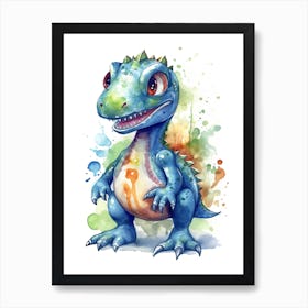 Heterodontosaurus Cute Dinosaur Watercolour 2 Art Print