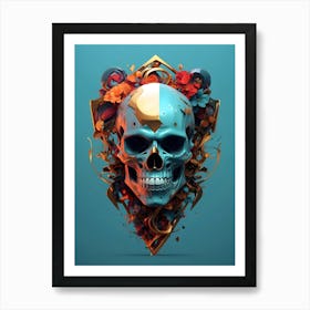 Skull With Flowers Art Print