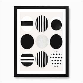 Black And White Circles 1 Art Print