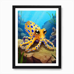 Blue Ringed Octopus Illustration 2 Art Print