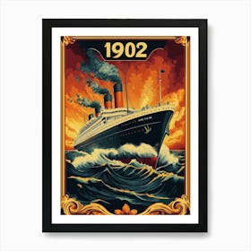 Aihrgdesign A Vintage Travel Poster Of A Grand Ocean Liner Cr Ff62c3c7 27ce 4855 9389 F1e6c6712f02 1 Art Print