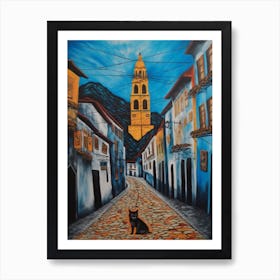 Painting Of Rio De Janeiro With A Cat In The Style Of Surrealism, Dali Style 4 Art Print