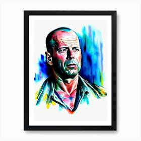 Bruce Willis In Die Hard Watercolor Art Print