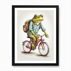 Frog Riding A Bike Art Print