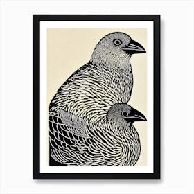 Cowbird 2 Linocut Bird Art Print