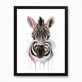 Portrait of Baby Zebra Watercolor Nursery Art Art Print