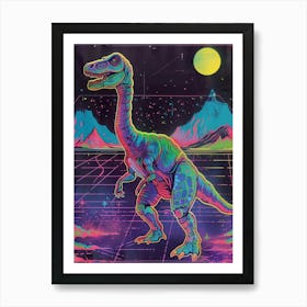 Cyber Neon Dinosaur Art Print