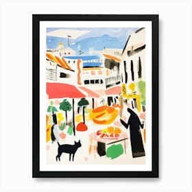 The Food Market In Santander 4 Illustration Art Print