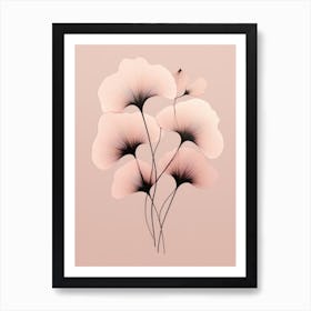 Pink Ginkgo Leaves 2 Art Print