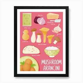 Mushroom Arancini Recipe Illustration Art Print