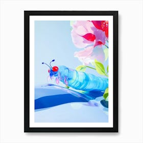 Blue Caterpillar Art Print