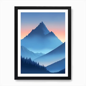 Misty Mountains Vertical Composition In Blue Tone 82 Art Print
