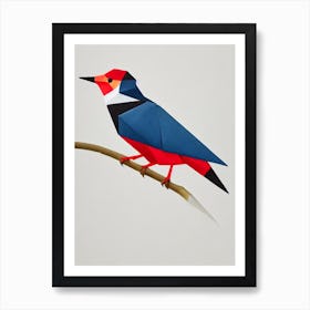 Woodpecker Origami Bird Art Print