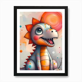 Dino-Doodle and the Magical Color Quest: A Cute Lil Dinosaur Artwork For Kids Art Print