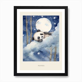 Baby Panda Cub 2 Sleeping In The Clouds Nursery Poster Art Print