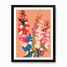 Snapdragons Flower Big Bold Illustration 3 Art Print