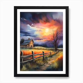 Sunset On The Farm Art Print