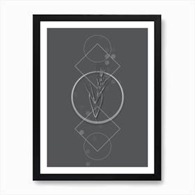 Vintage Siberian Solomon's Seal Botanical with Line Motif and Dot Pattern in Ghost Gray n.0368 Art Print