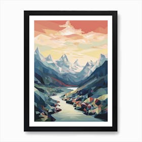 Patagonia, Argentina View   Geometric Vector Illustration 2 Art Print