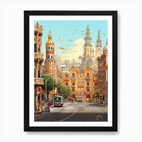 Barcelona Pixel Art 3 Art Print