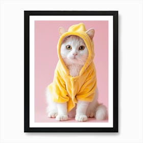 Cute Cat In Yellow Hoodie Art Print