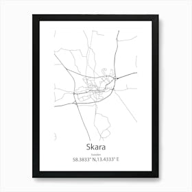 Skara,Sweden Minimalist Map Art Print