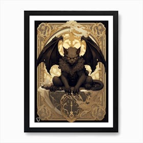  Gargoyle Tarot Card Black & Gold 1 Art Print