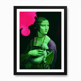 Neon Lady With Ermine Davinci Art Print