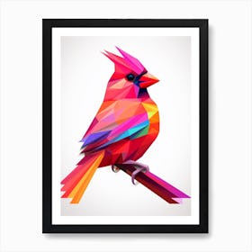 Colourful Geometric Bird Cardinal 5 Art Print