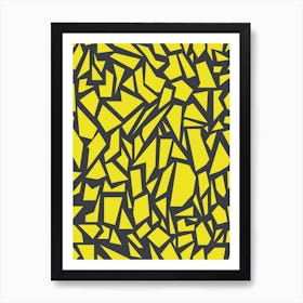 Geometric Pattern Grey Yellow Art Print