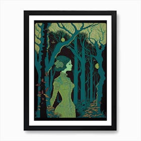 Woman In The Woods 2 Art Print