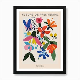 Spring Floral French Poster  Fuchsia 2 Art Print