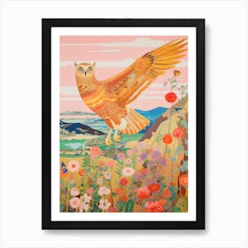 Maximalist Bird Painting Great Horned Owl 1 Art Print