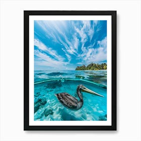 Pelican In The Water Art Print