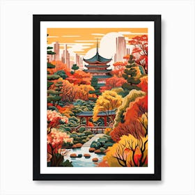 Yuyuan Garden, China In Autumn Fall Illustration 0 Art Print