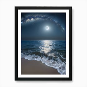 Full Moon Over The Ocean 5 Art Print