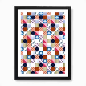 Square Shapes Circles And Stripes  Art Print