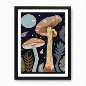 Magic Spring Mushrooms Illustration 6 Art Print