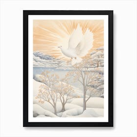 Winter Bird Painting Dove 2 Art Print